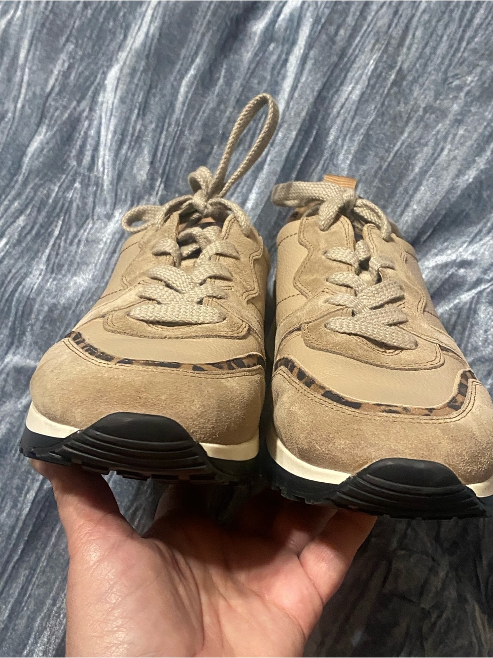 Paul Green Weaver Sneaker in Almond with Leopard Trim